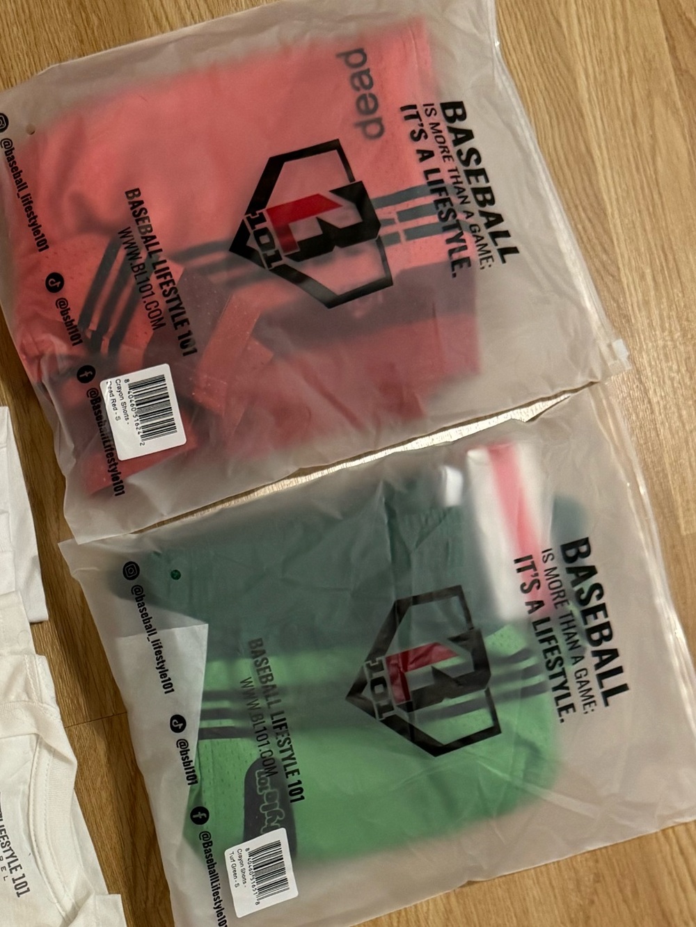 BSBL 101 Lifestyle Crayon Shorts: 2 pairs- Green and Red Performance Shorts